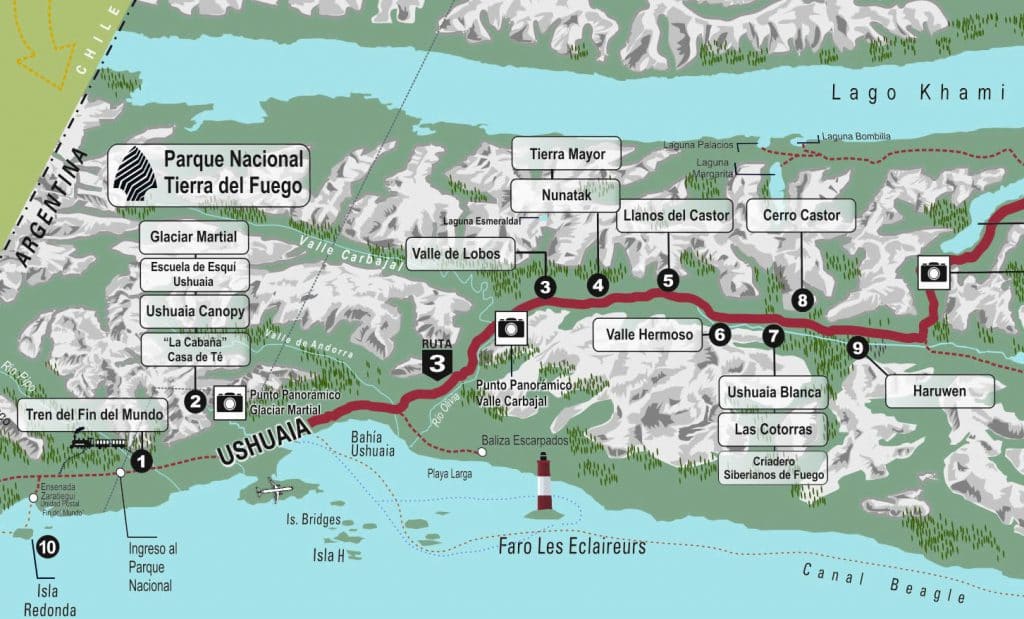Mapa turístico de Ushuaia Mapa turístico de Ushuaia